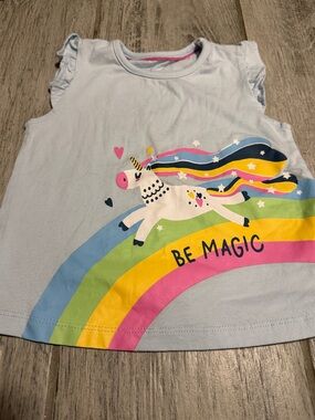 Girls Light Blue 'Be Magic' Unicorn Tee 2T
